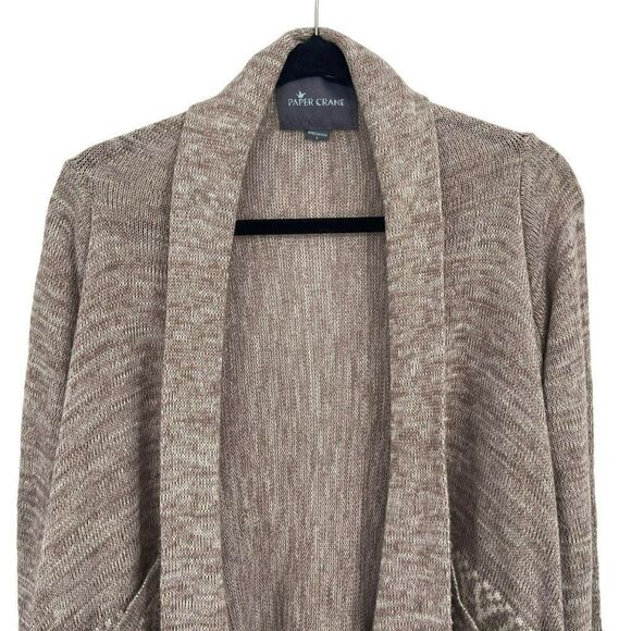 Paper Crane Tan & Aztec Waterfall Cardigan Sweater Small - Picture 6 of 15